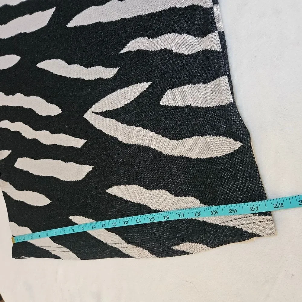 Vintage SWAT Tunic Top Black White Zebra Print 3/4 Length Sleeve Women Sz M